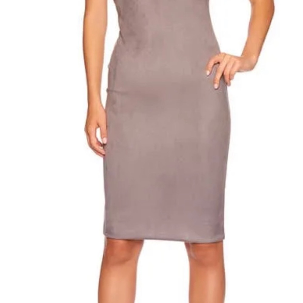SUSANA MONICO NWT Grey Faux suede strapless mini dress. SZ: SMALL - Picture 3 of 3